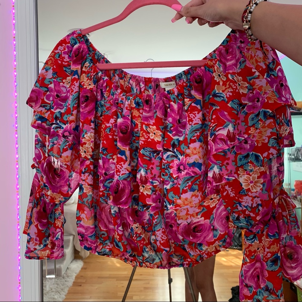 Forever 21 Off the Shoulder Floral Blouse